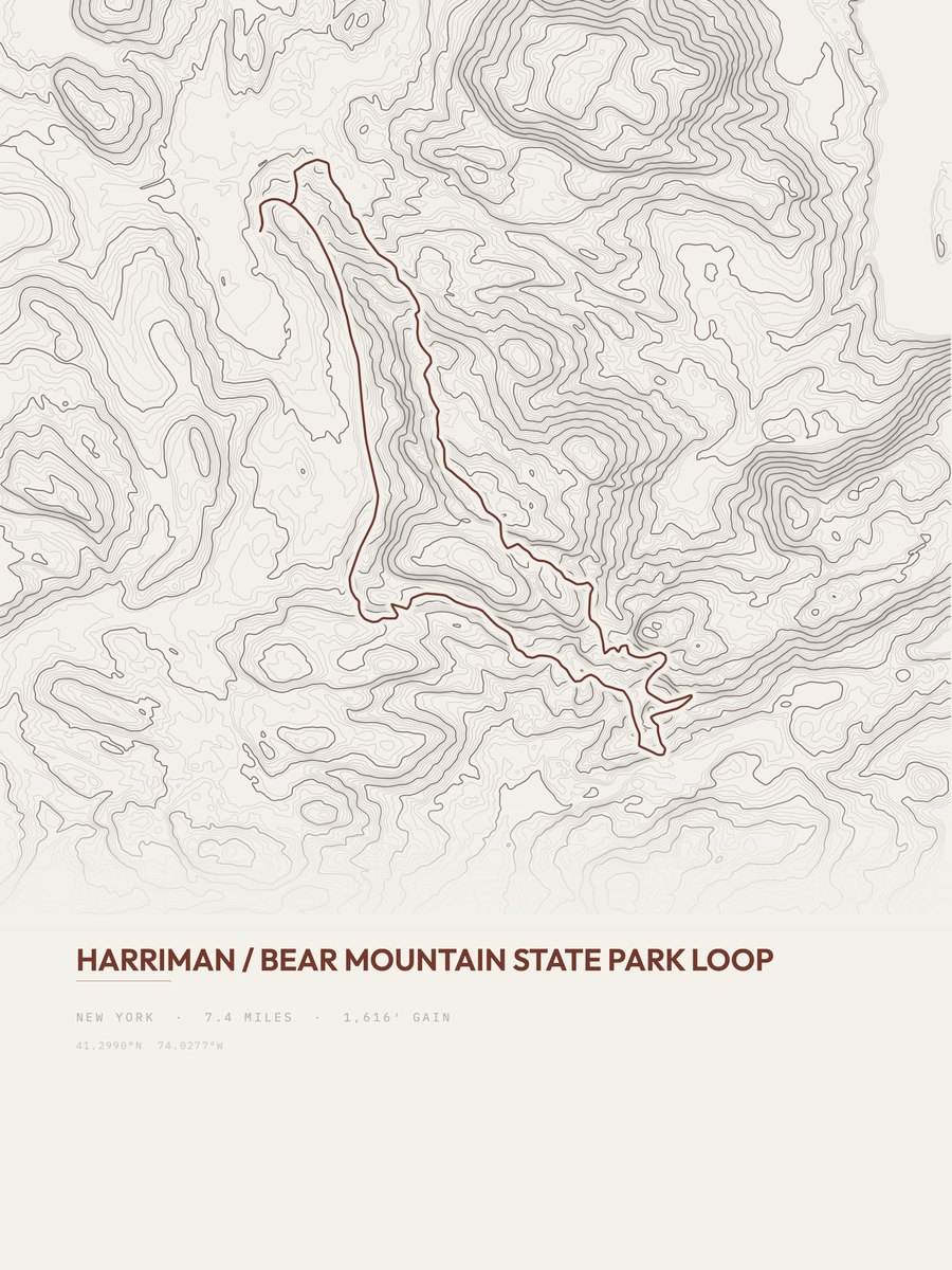 Harriman / Bear Mountain Topographic print