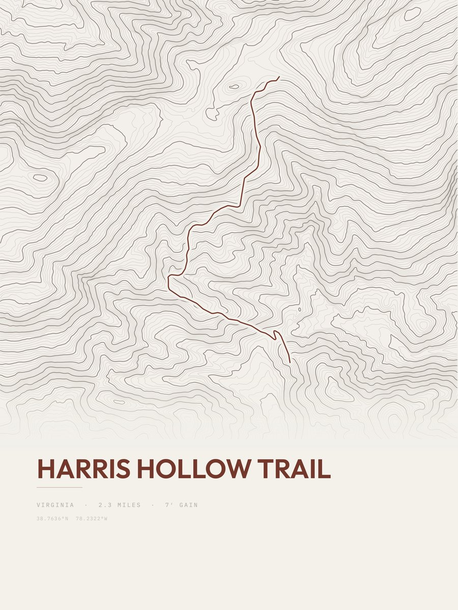 Harris Hollow Trail Topographic print