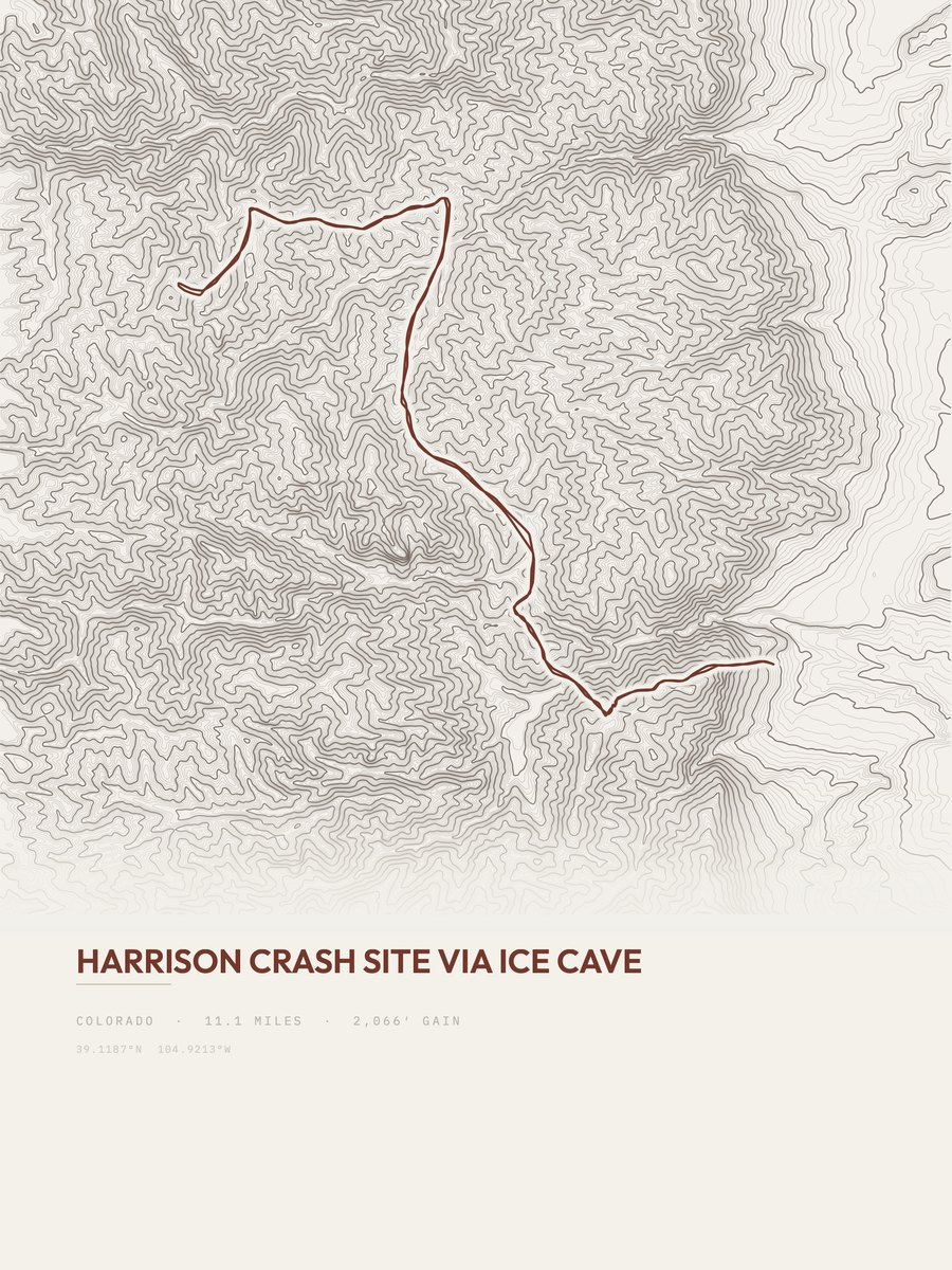 Harrison Crash Site Topographic print