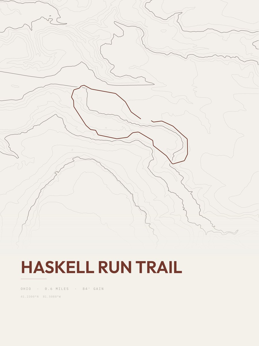 Haskell Run Trail Topographic print