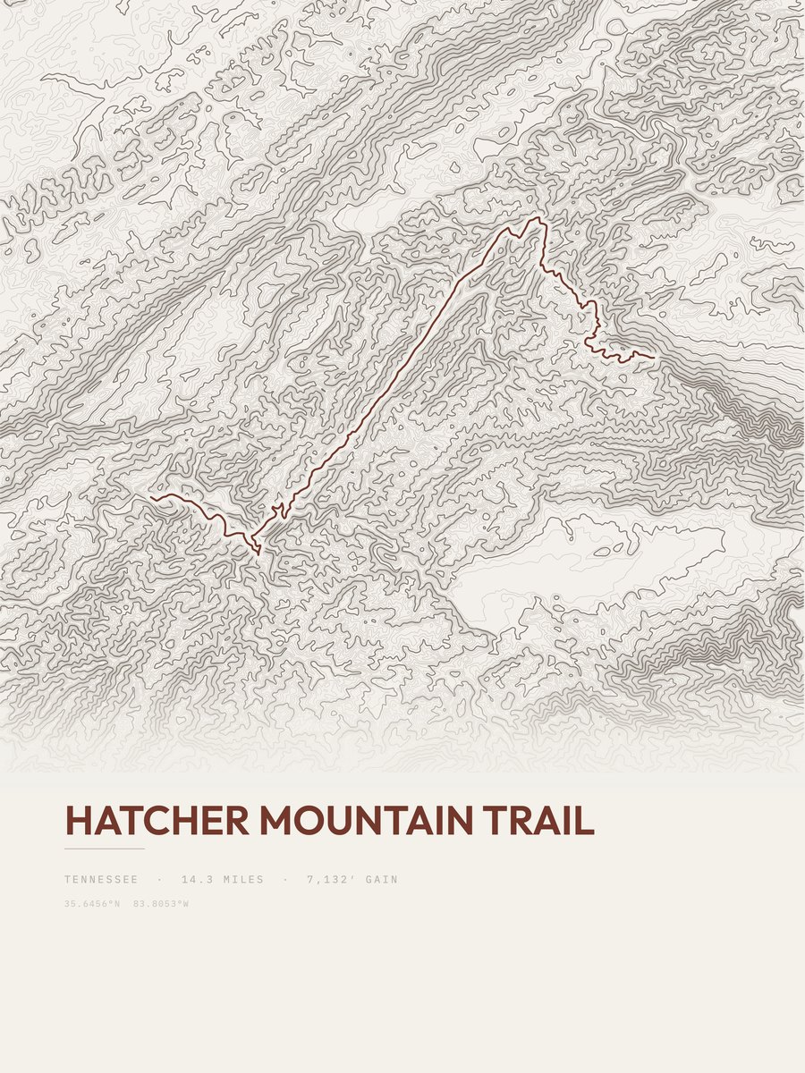 Hatcher Mountain Trail topographic trail print