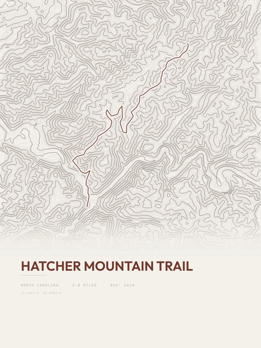 Hatcher Mountain Trail Topographic print
