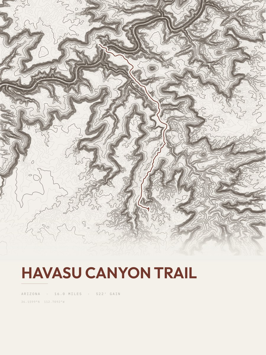 Havasu Canyon Trail Topographic print