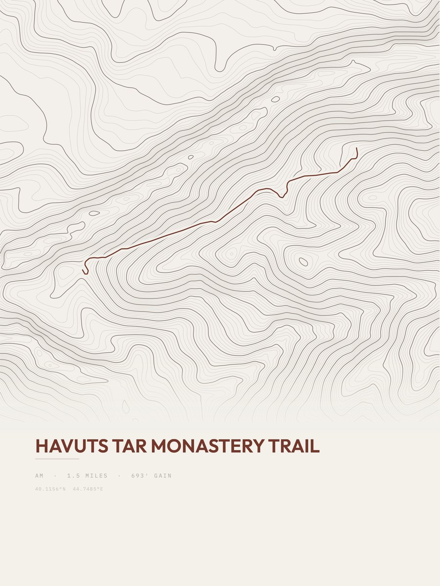 Havuts Tar Monastery Trail topographic trail print