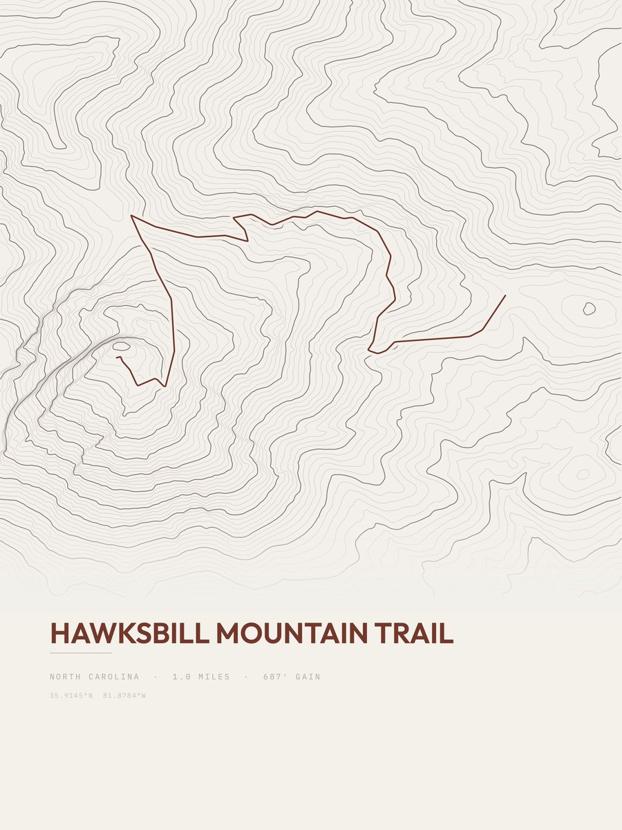 Hawksbill Mountain Trail Topographic print