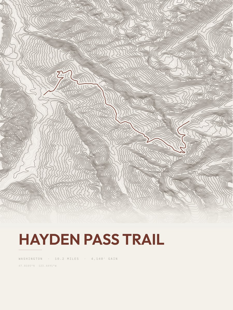Hayden Pass Trail Topographic print