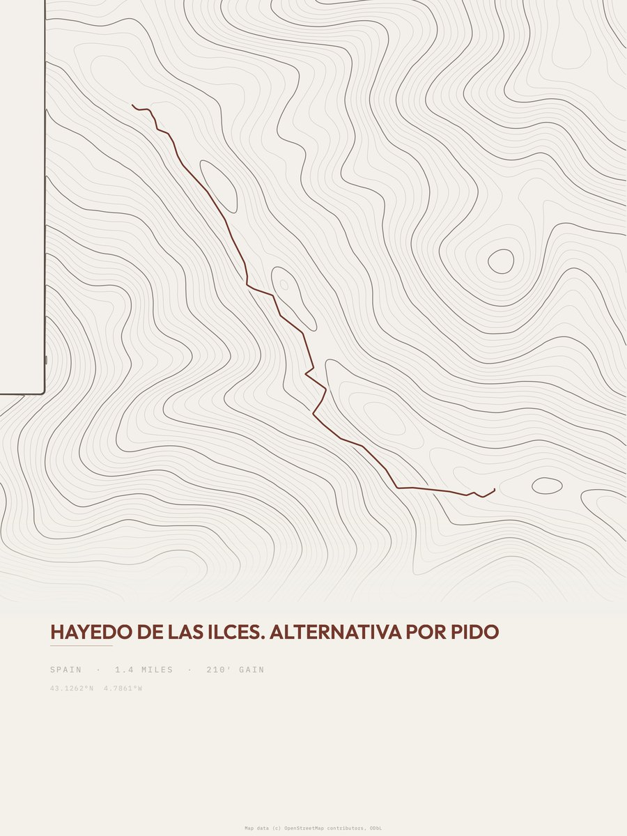 Hayedo de Las Ilces topographic trail print
