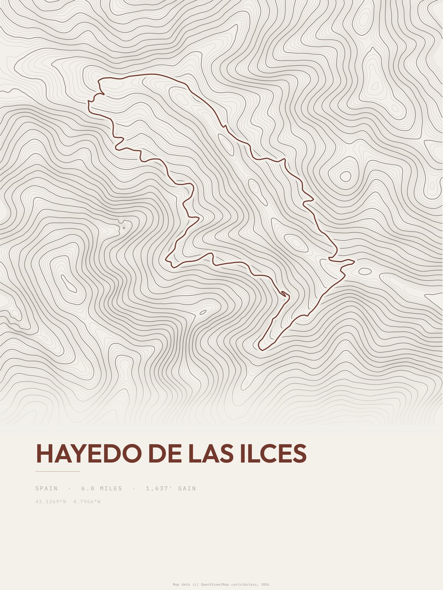 Hayedo de Las Ilces topographic trail print