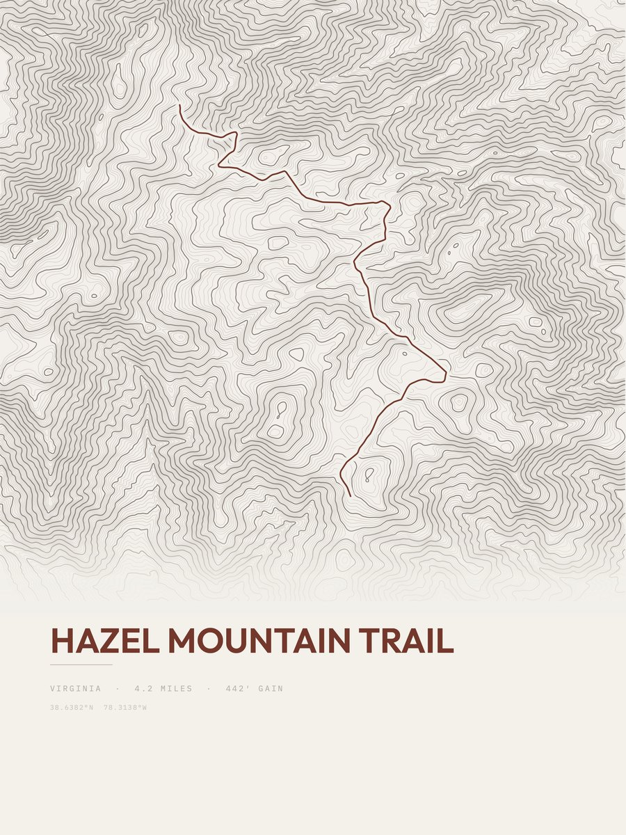 Hazel Mountain Trail Topographic print