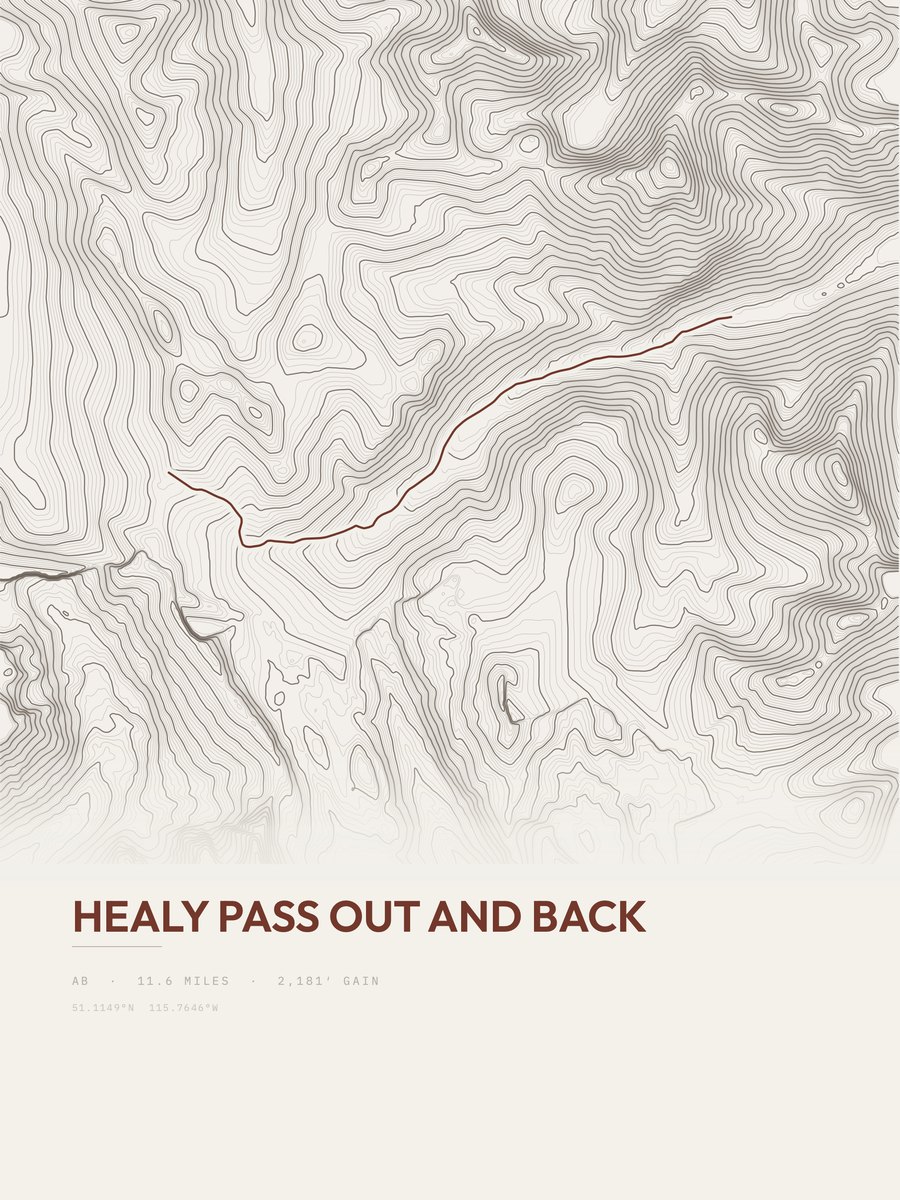 Healy Pass topographic trail print