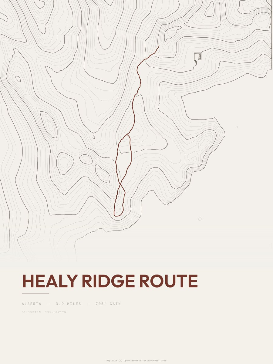 Healy Ridge Route Topographic print