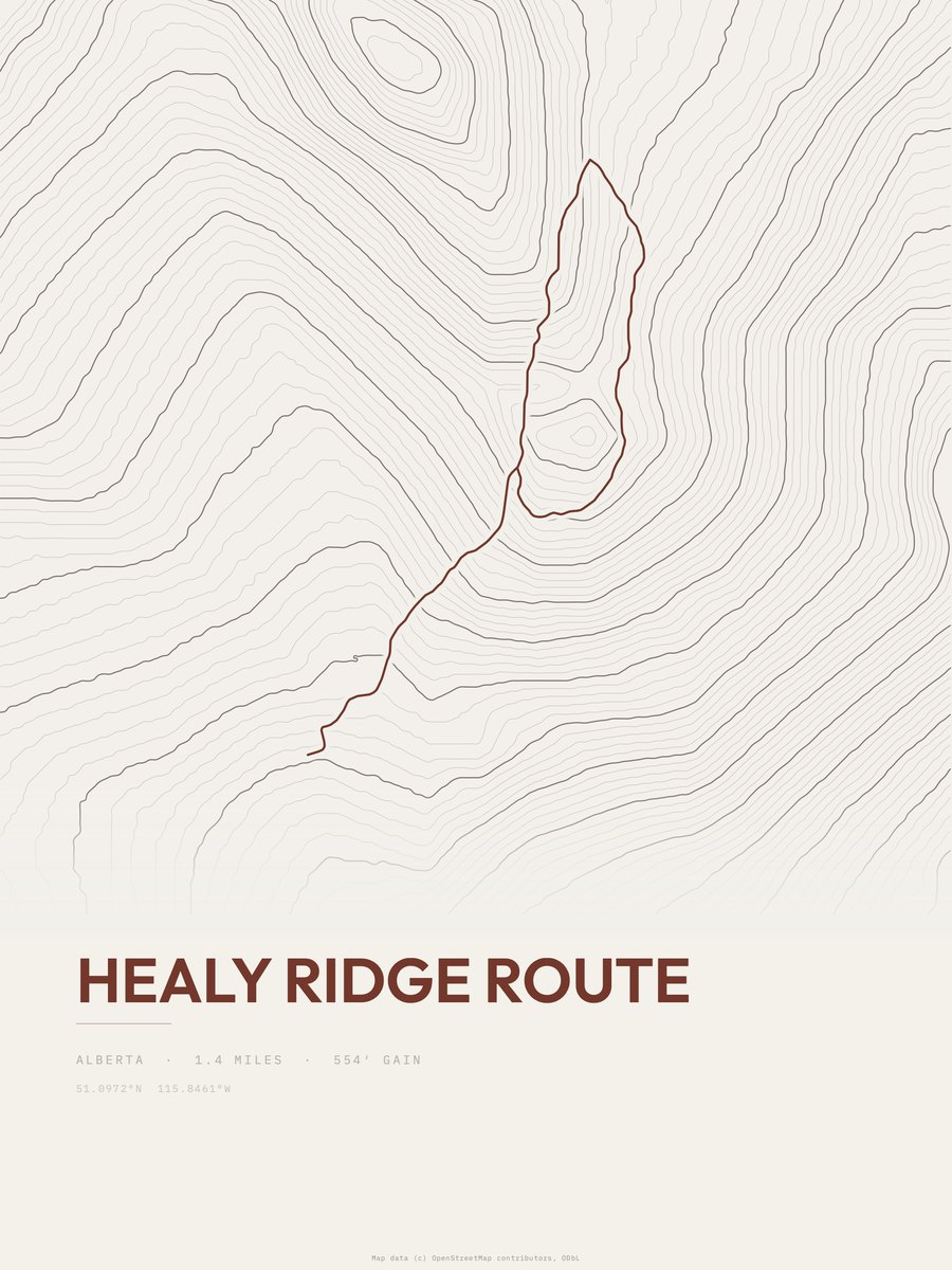 Healy Ridge Route Topographic print