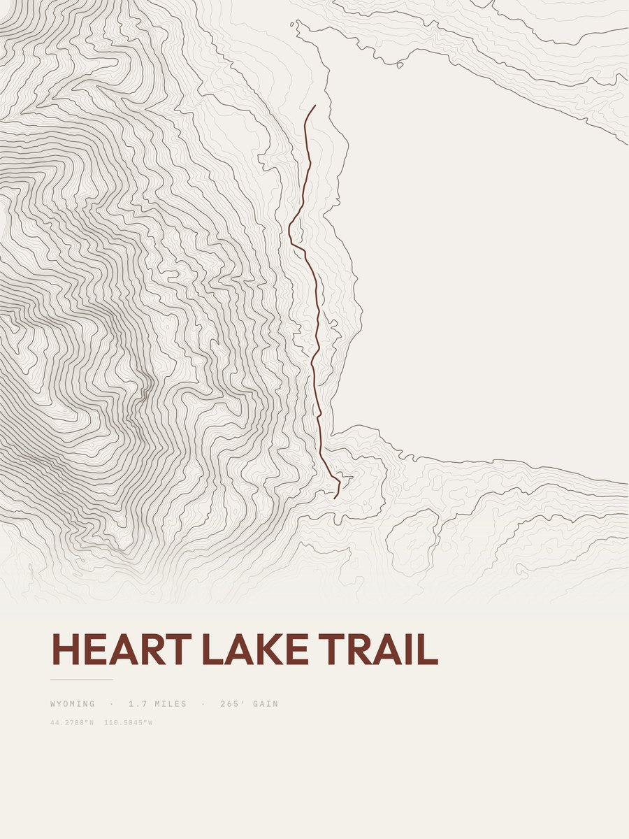 Heart Lake Trail topographic trail print