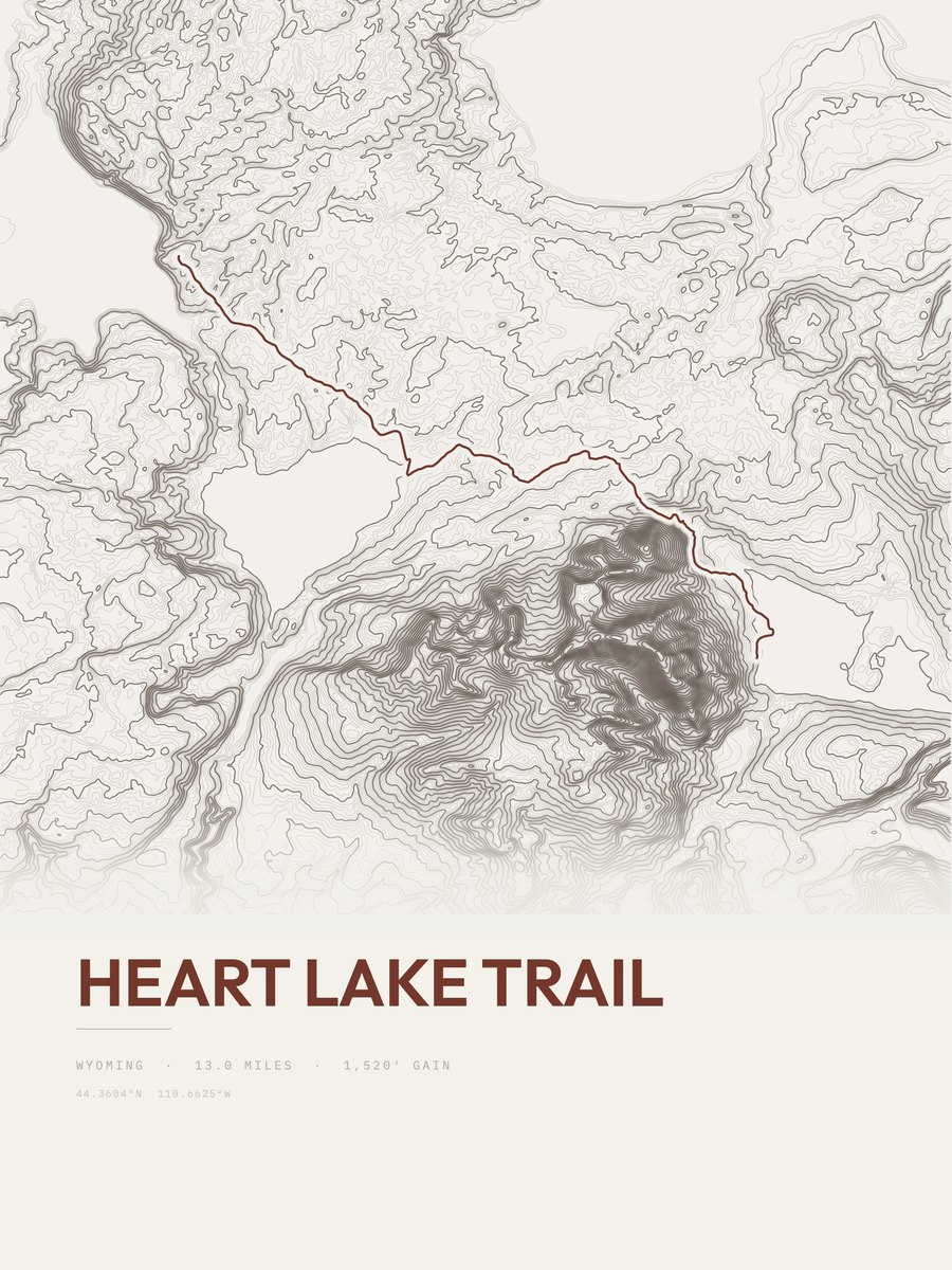 Heart Lake Trail Topographic print