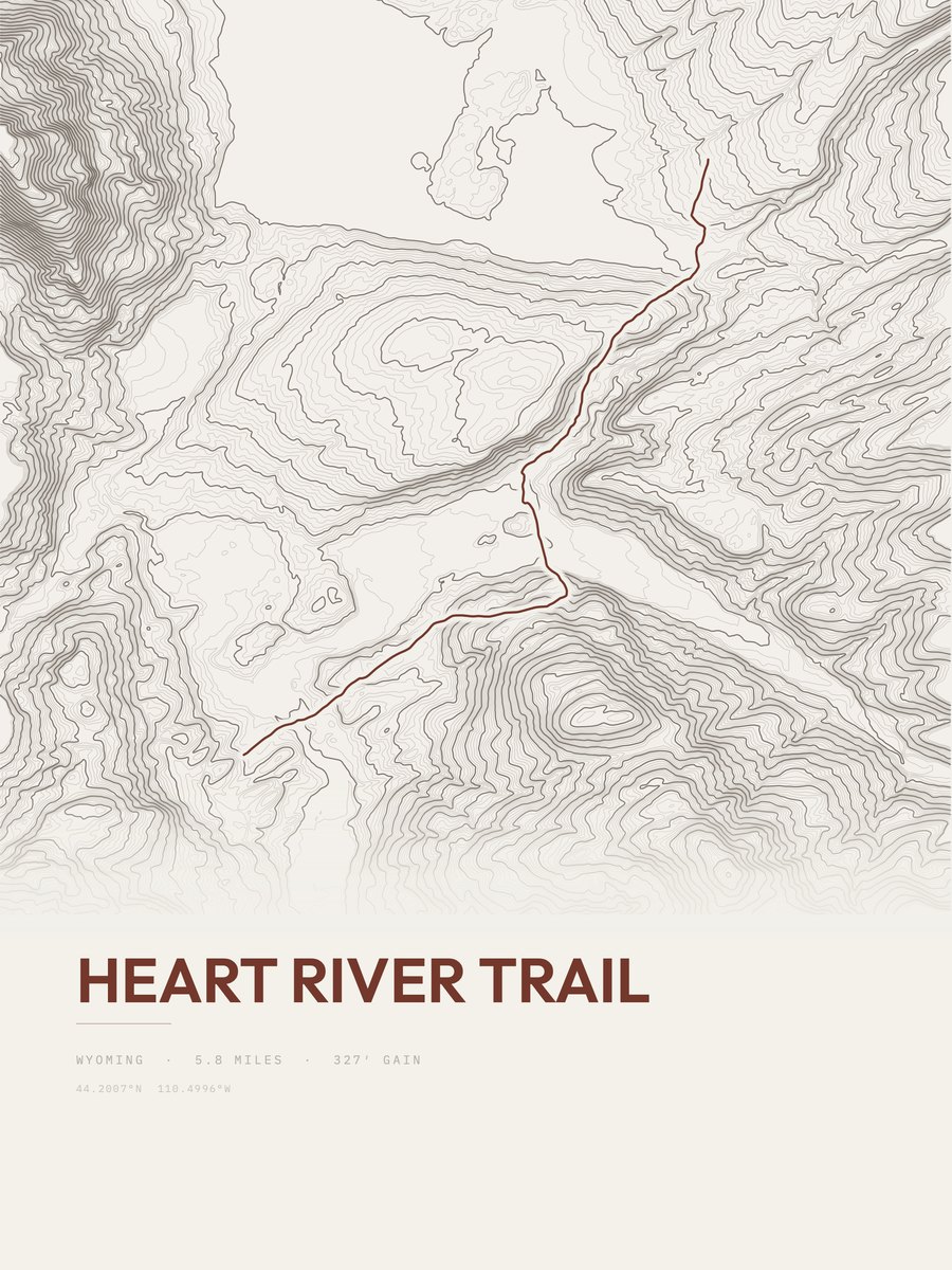 Heart River Trail topographic trail print