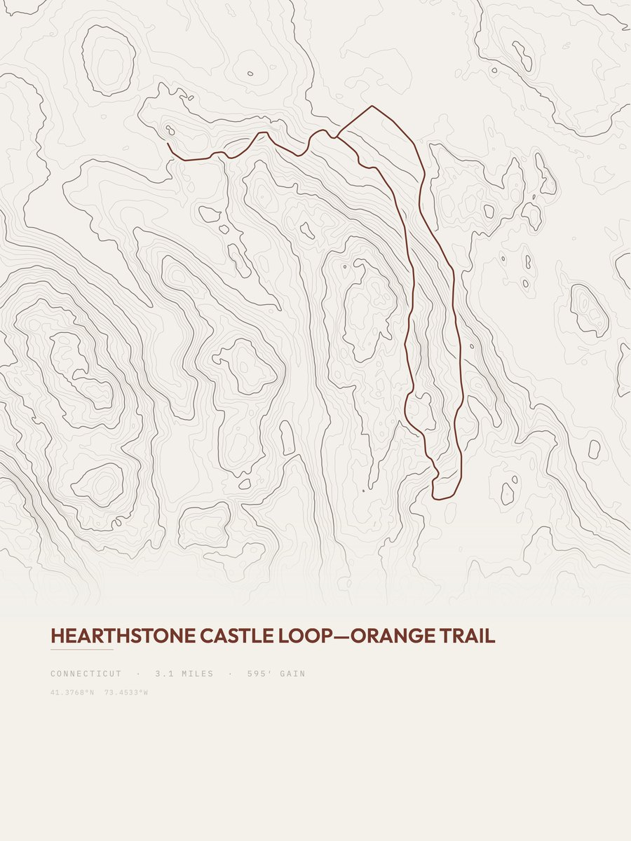 Hearthstone Castle Loop topographic trail print