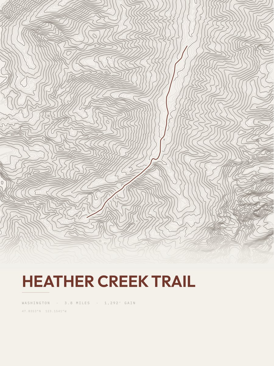 Heather Creek Trail topographic trail print