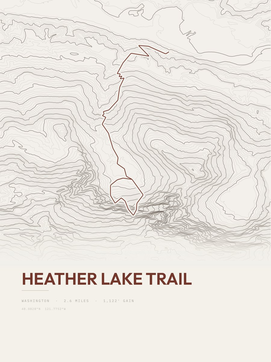 Heather Lake Trail Topographic print