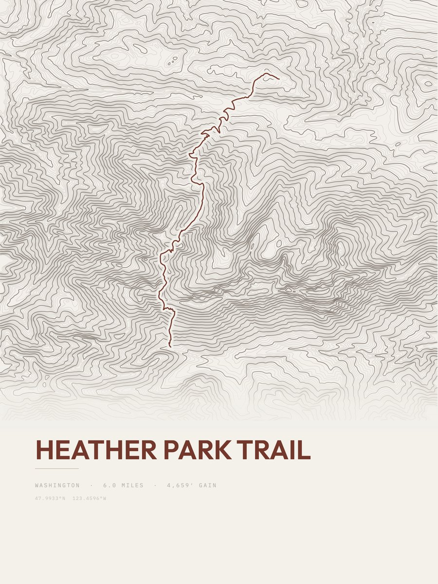 Heather Park Trail Topographic print