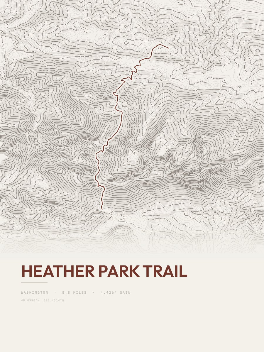 Heather Park Trail Topographic print