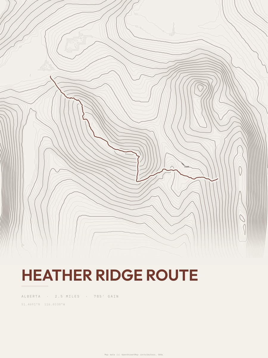 Heather Ridge Route Topographic print