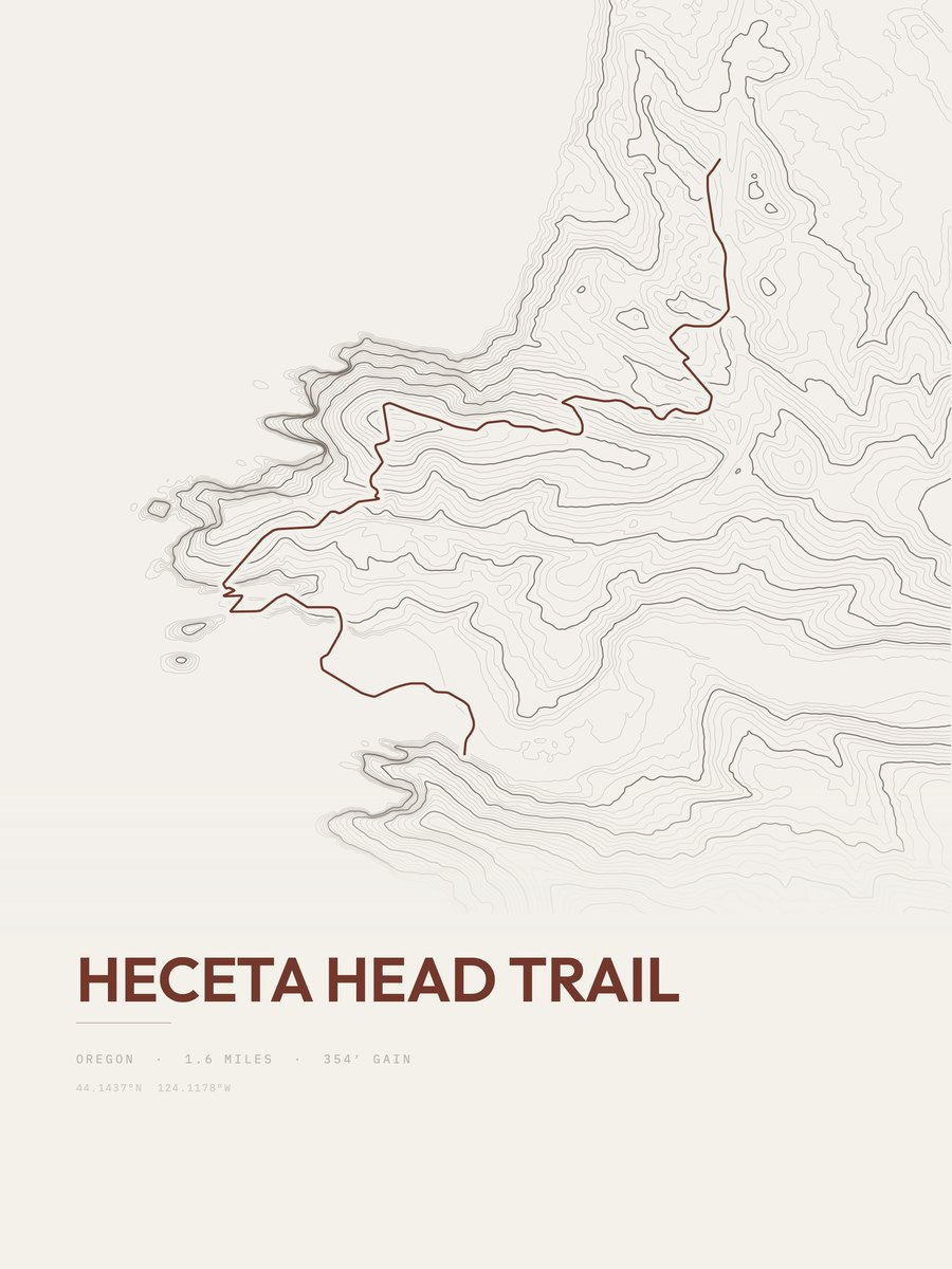 Heceta Head Trail Topographic print