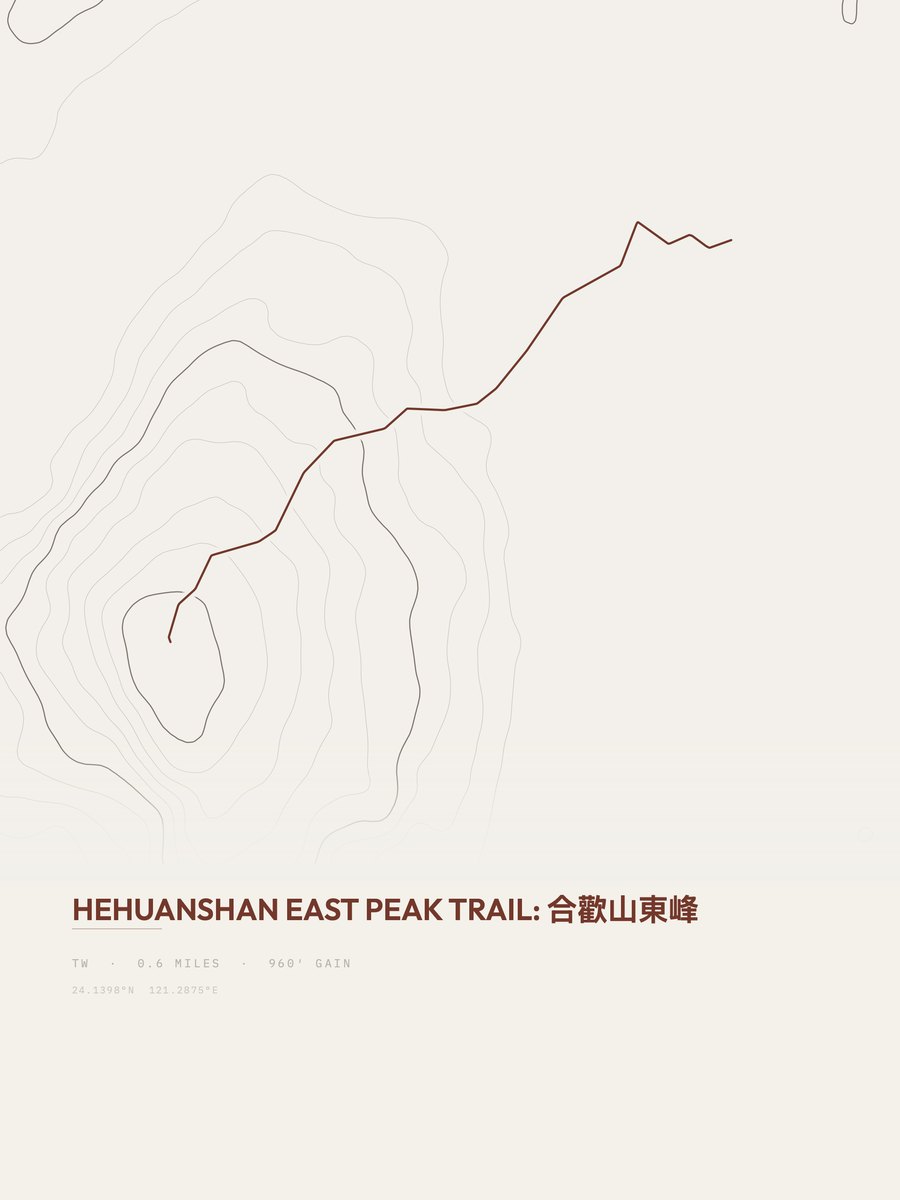 Hehuanshan East Peak Trail topographic trail print