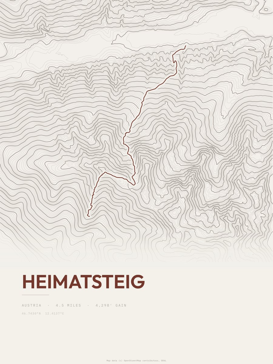 Heimatsteig topographic trail print