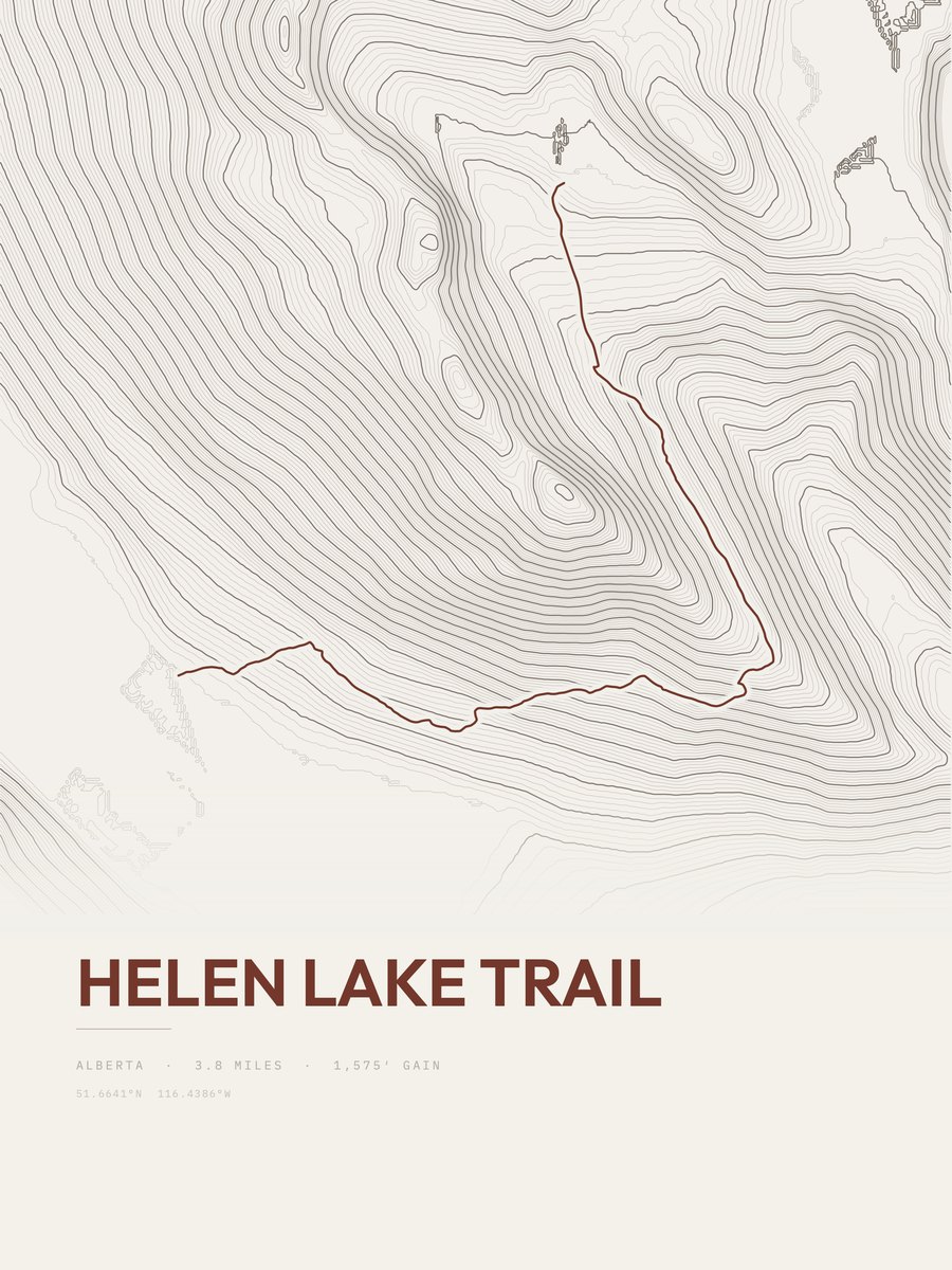 Helen Lake Trail topographic trail print