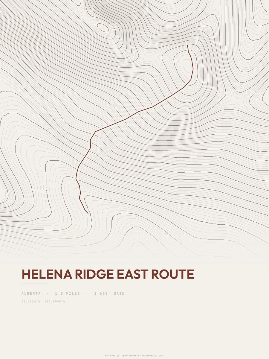 Helena Ridge East Route Topographic print