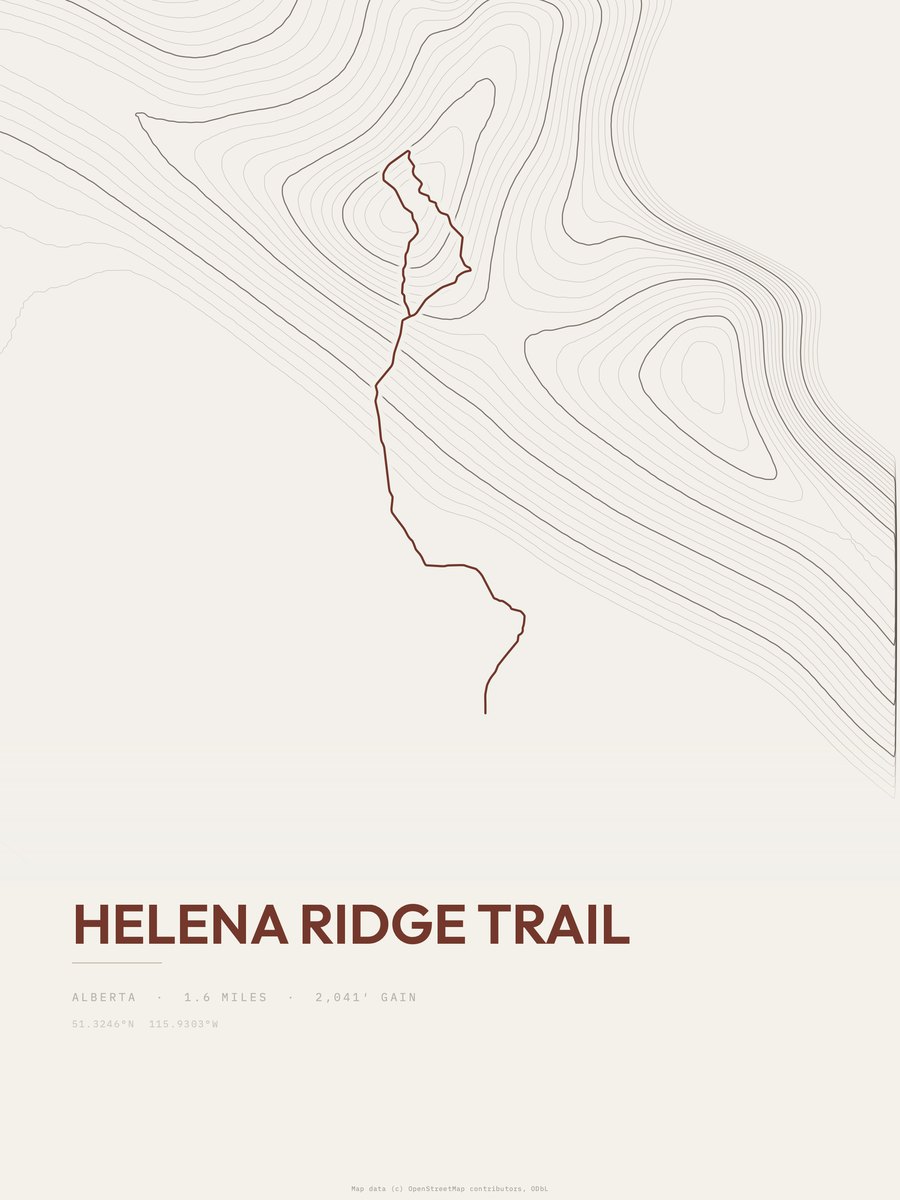 Helena Ridge Trail Topographic print