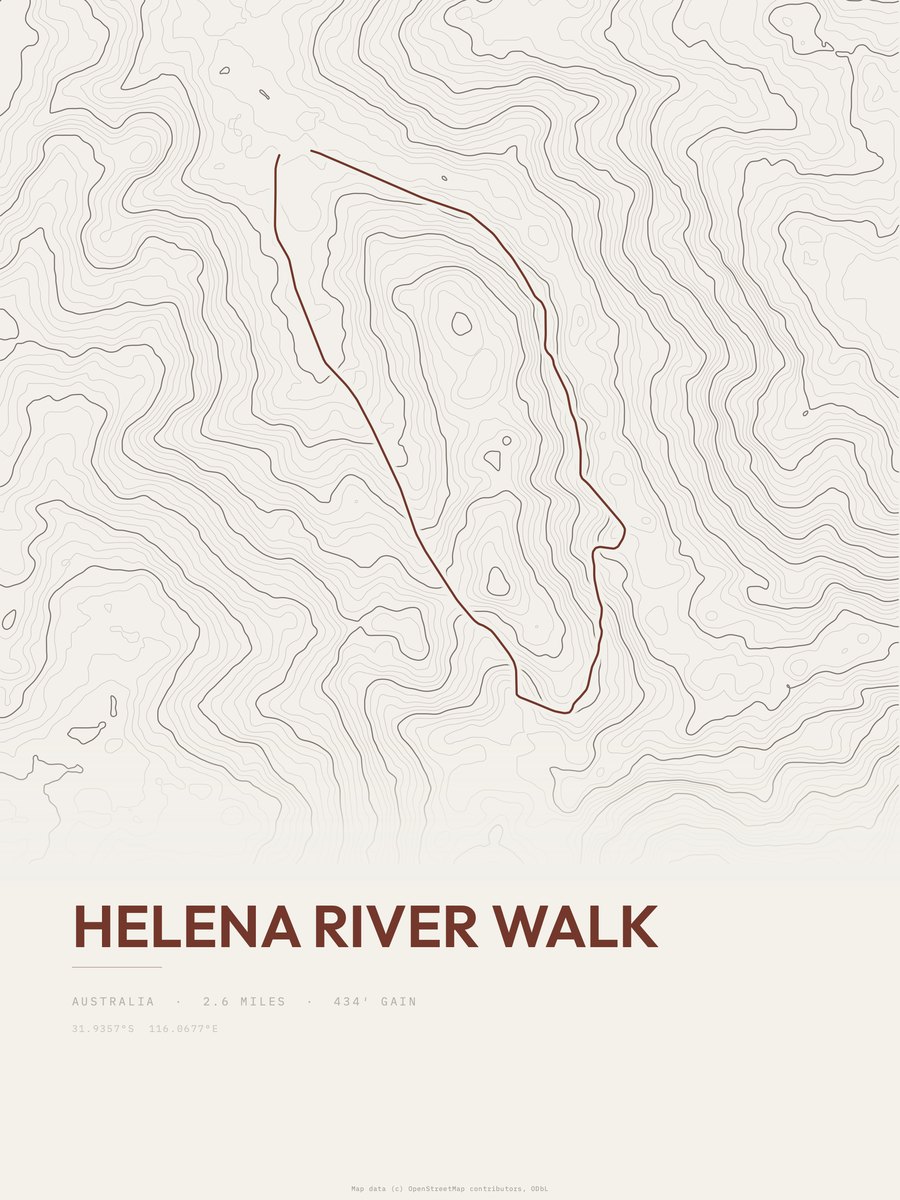 Helena River Walk topographic trail print