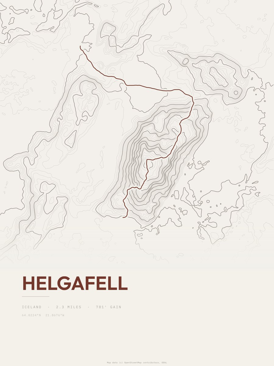 Helgafell Topographic print