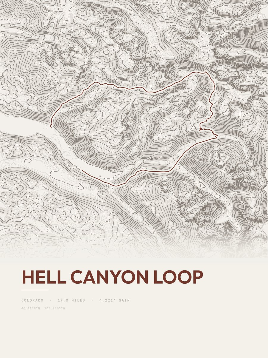 Hell Canyon Loop topographic trail print