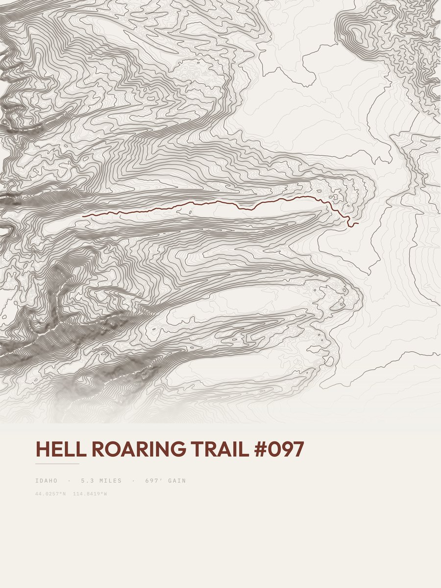 Hell Roaring Trail topographic trail print