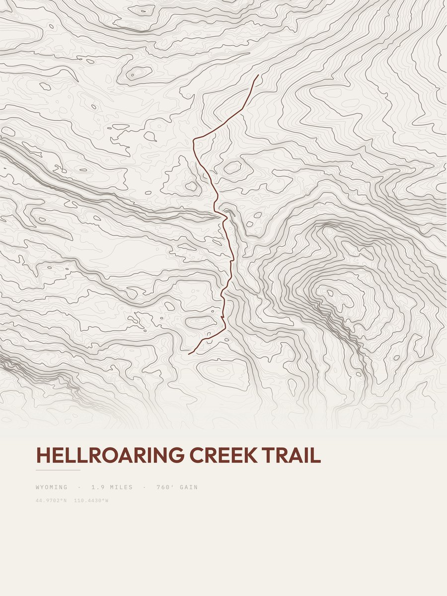 Hellroaring Creek Trail Topographic print