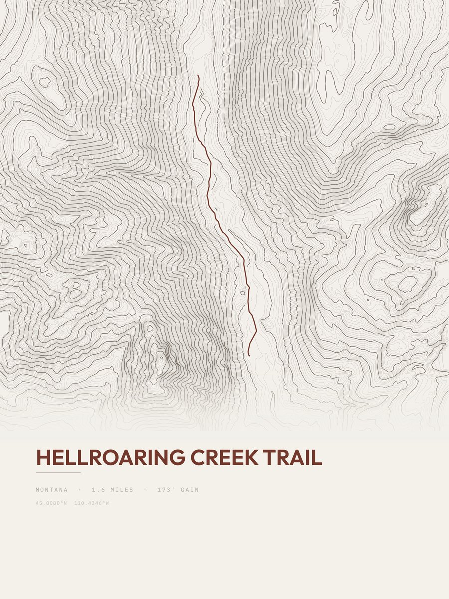 Hellroaring Creek Trail Topographic print