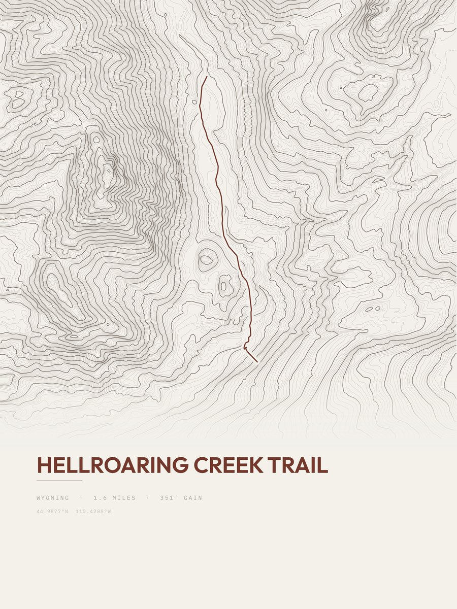 Hellroaring Creek Trail Topographic print