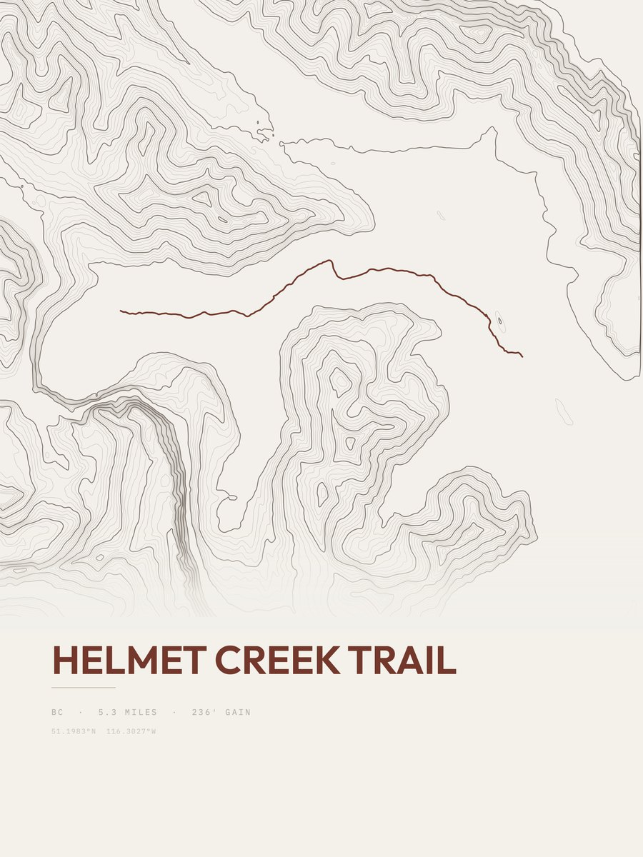 Helmet Creek Trail topographic trail print