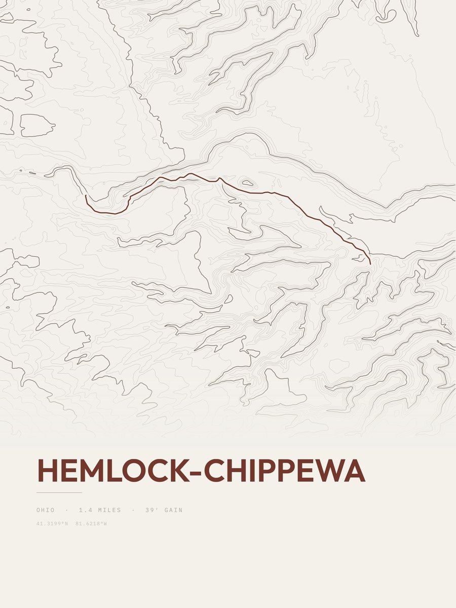 Hemlock-Chippewa topographic trail print