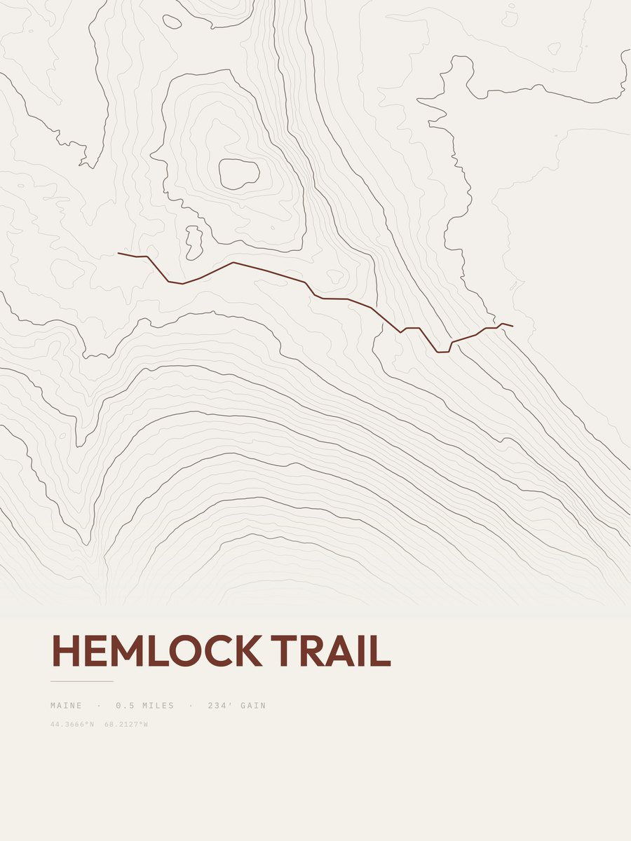 Hemlock Trail Topographic print