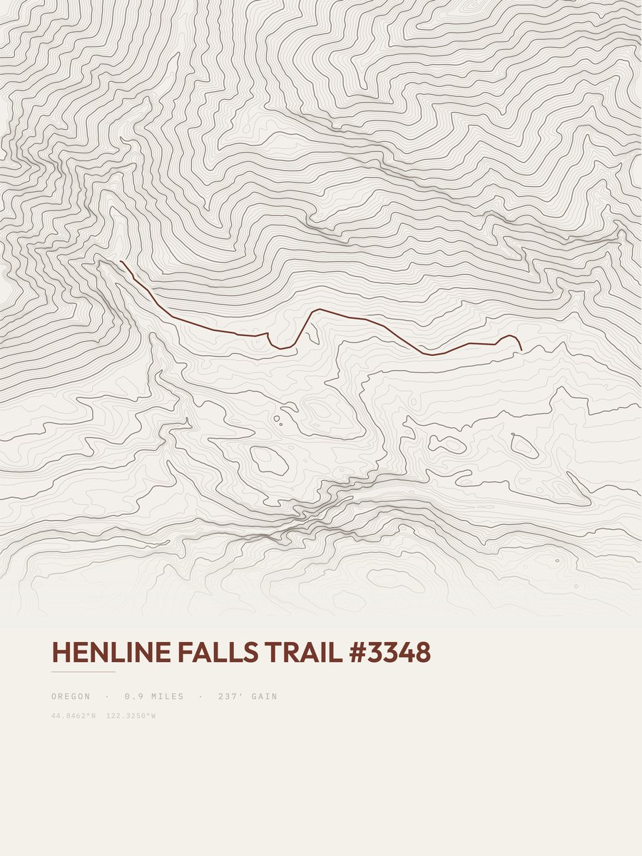 Henline Falls Trail topographic trail print