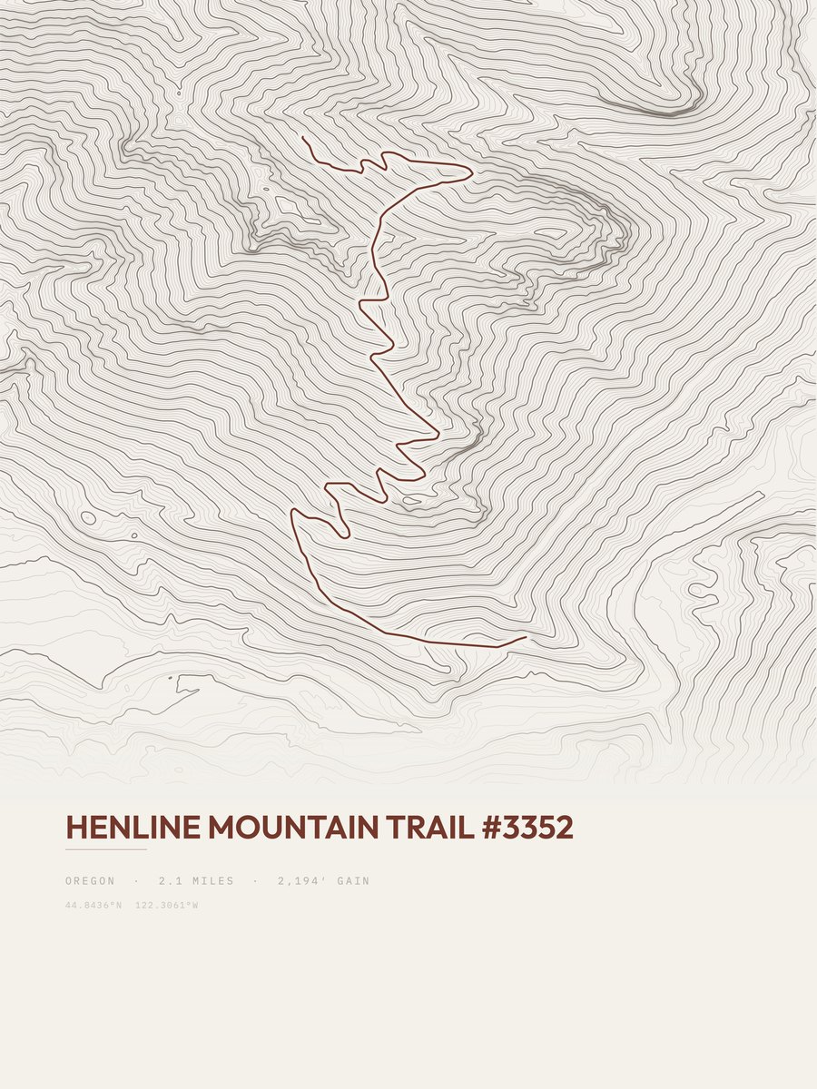 Henline Mountain Trail topographic trail print