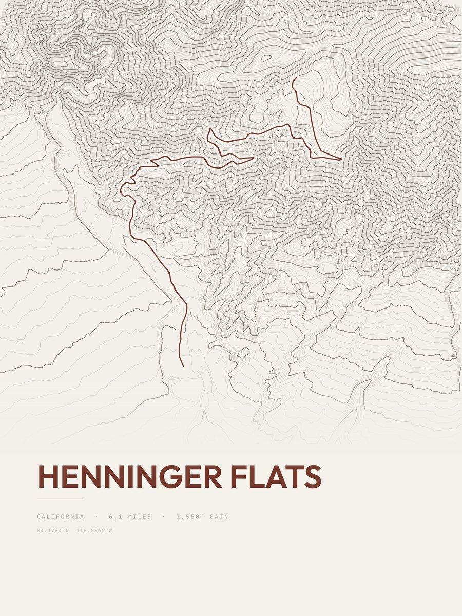 Henninger Flats topographic trail print