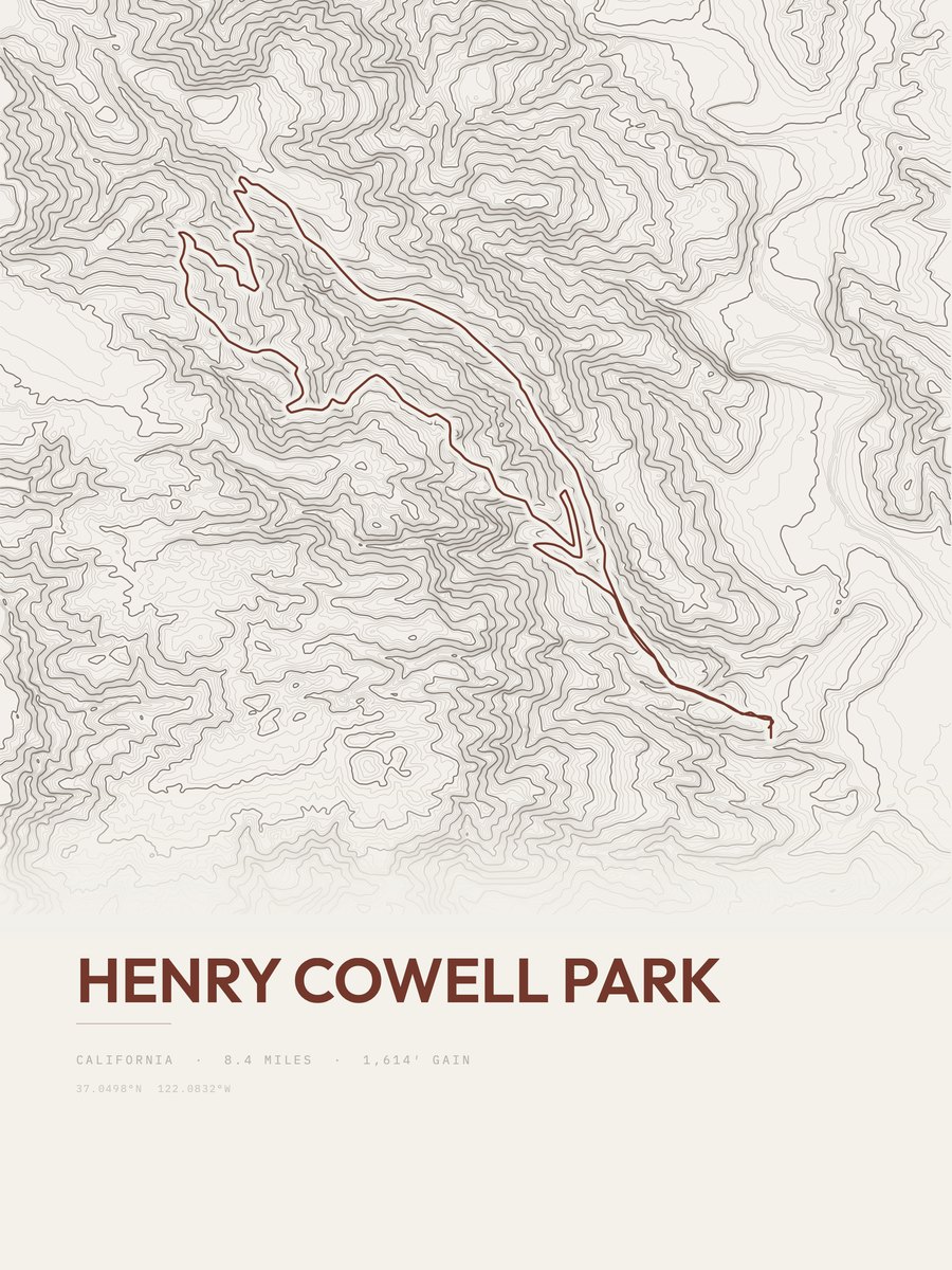 Henry Cowell Park Topographic print