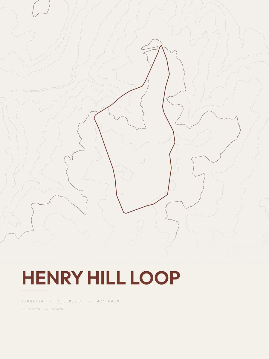 Henry Hill Loop topographic trail print