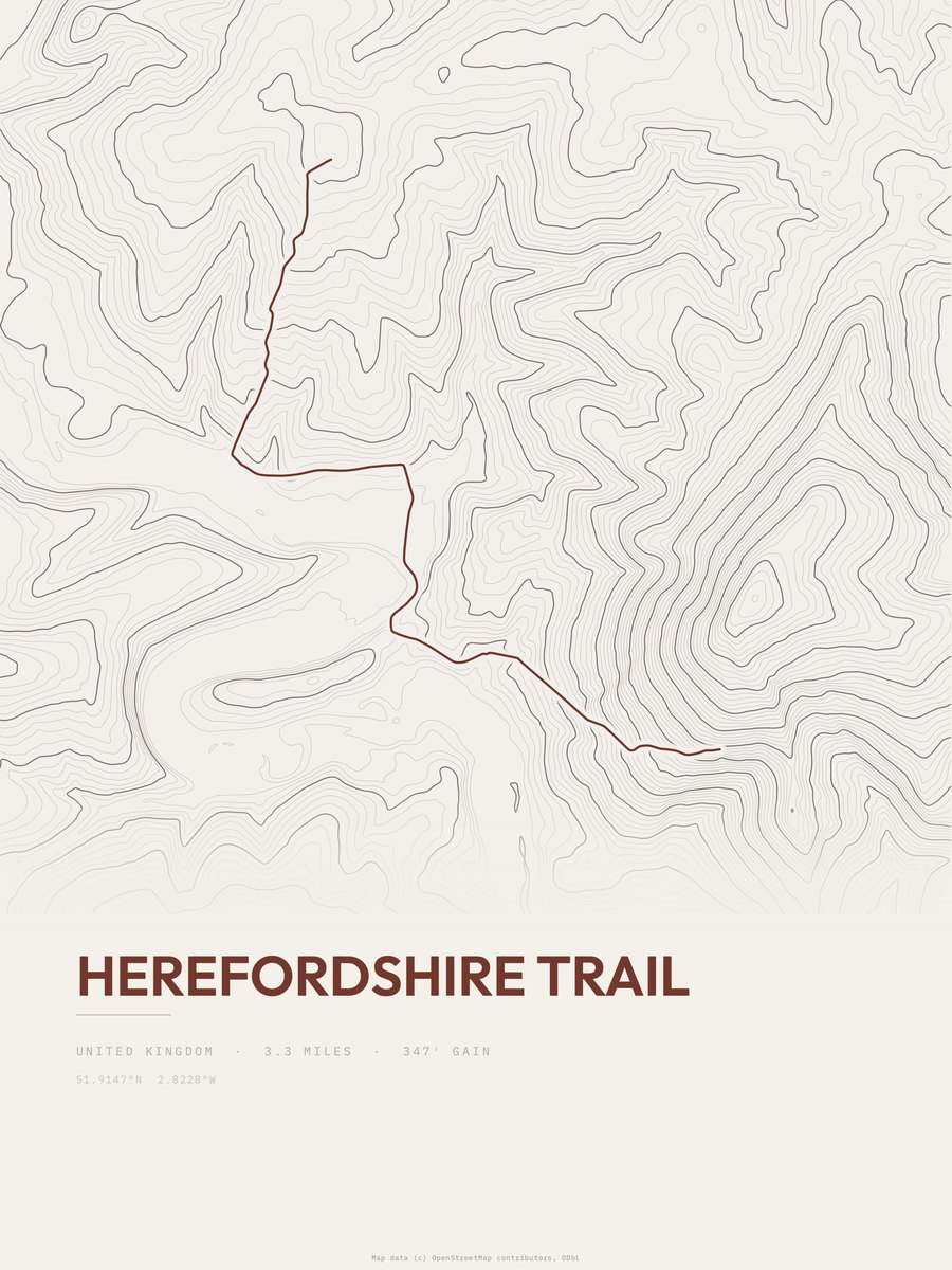 Herefordshire Trail Topographic print