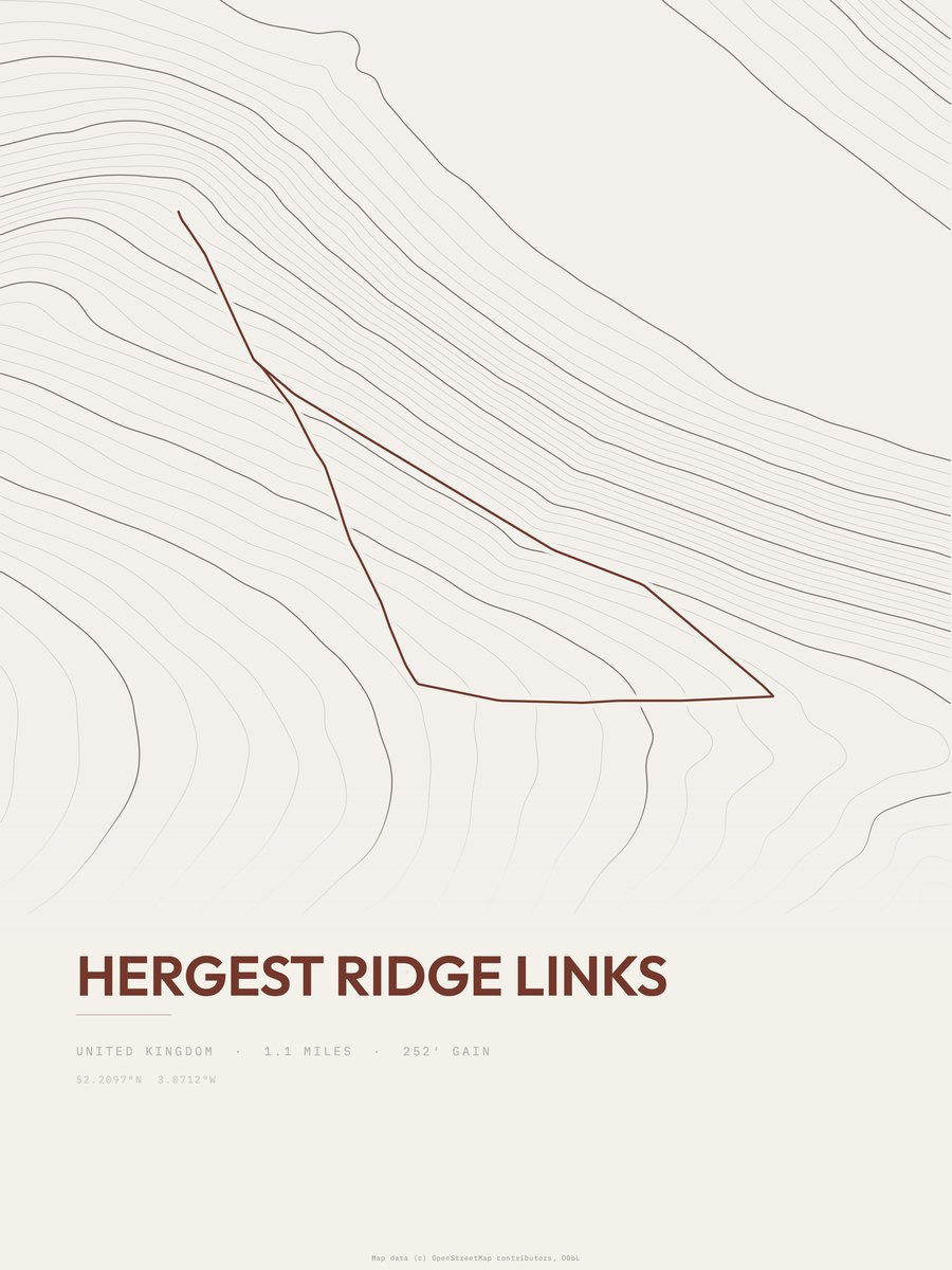 Hergest Ridge Links topographic trail print