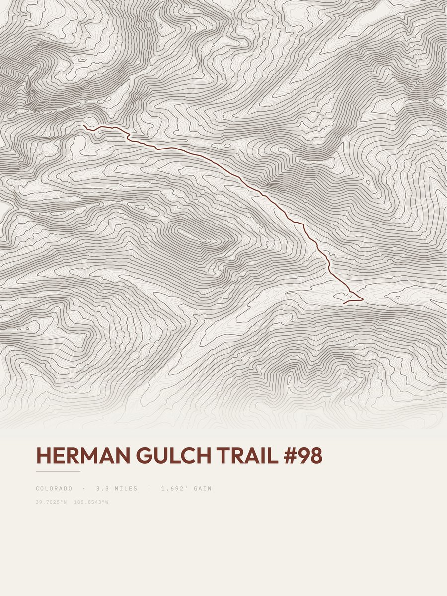 Herman Gulch Trail Topographic print