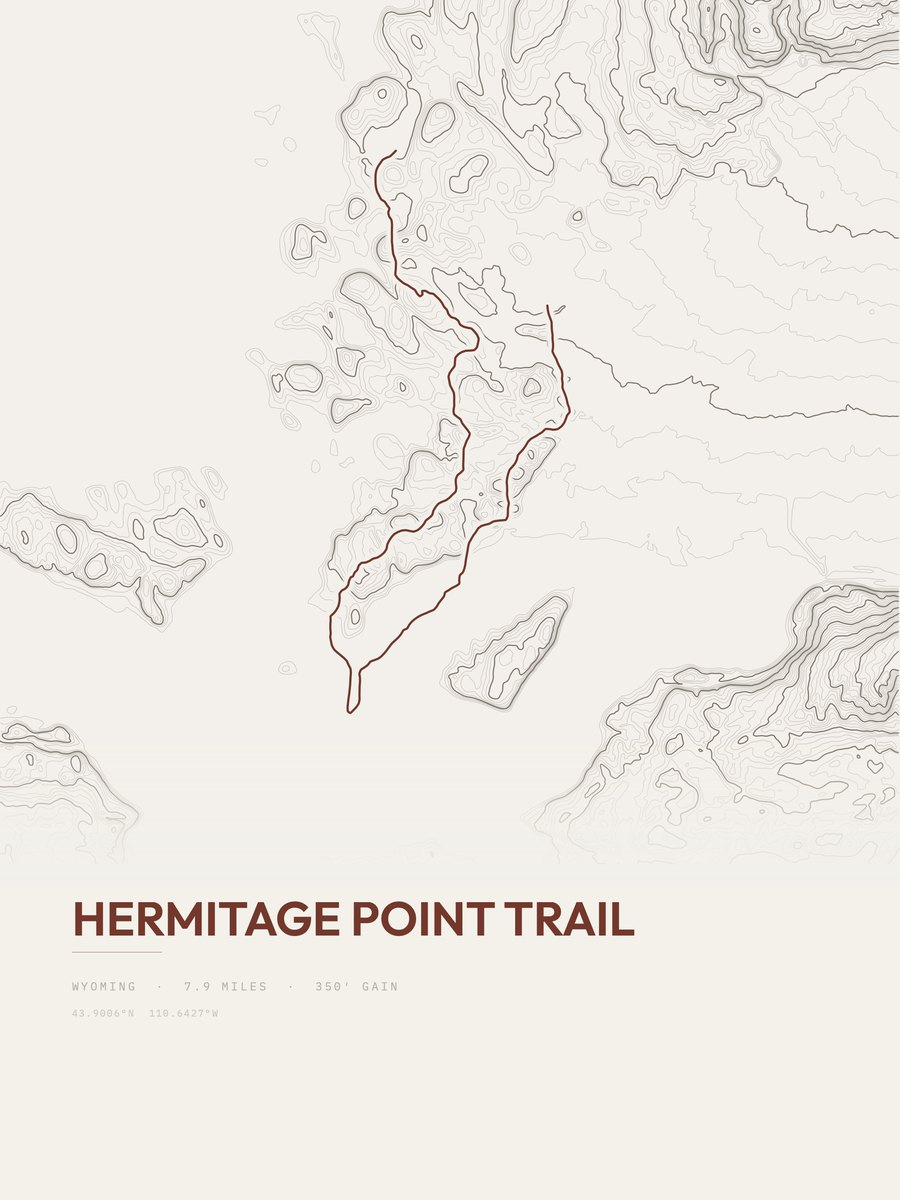 Hermitage Point Trail Topographic print